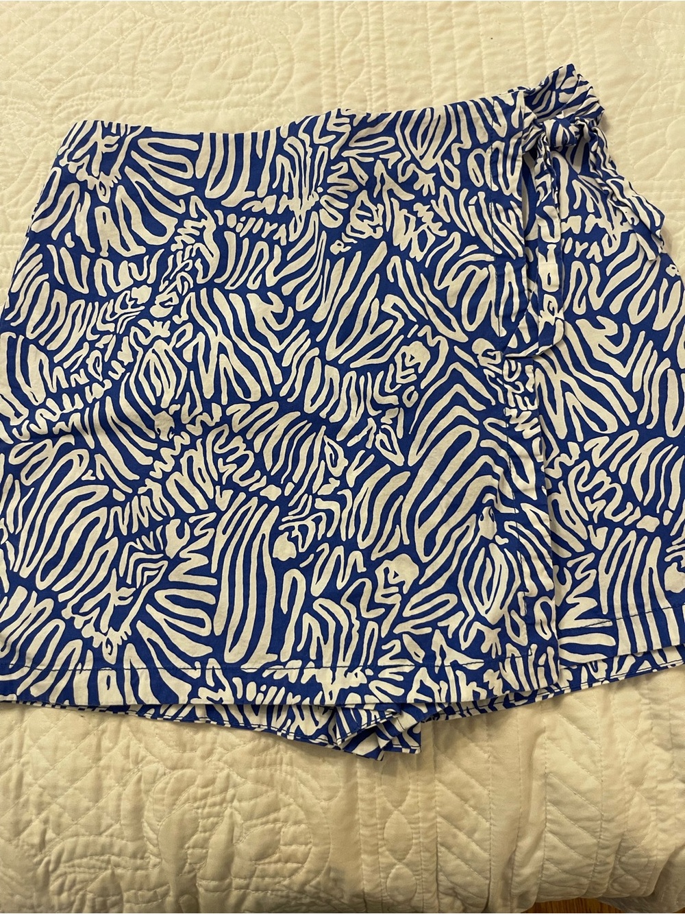 Lilly Pulitzer Blue and White Abstract Wrap Skort